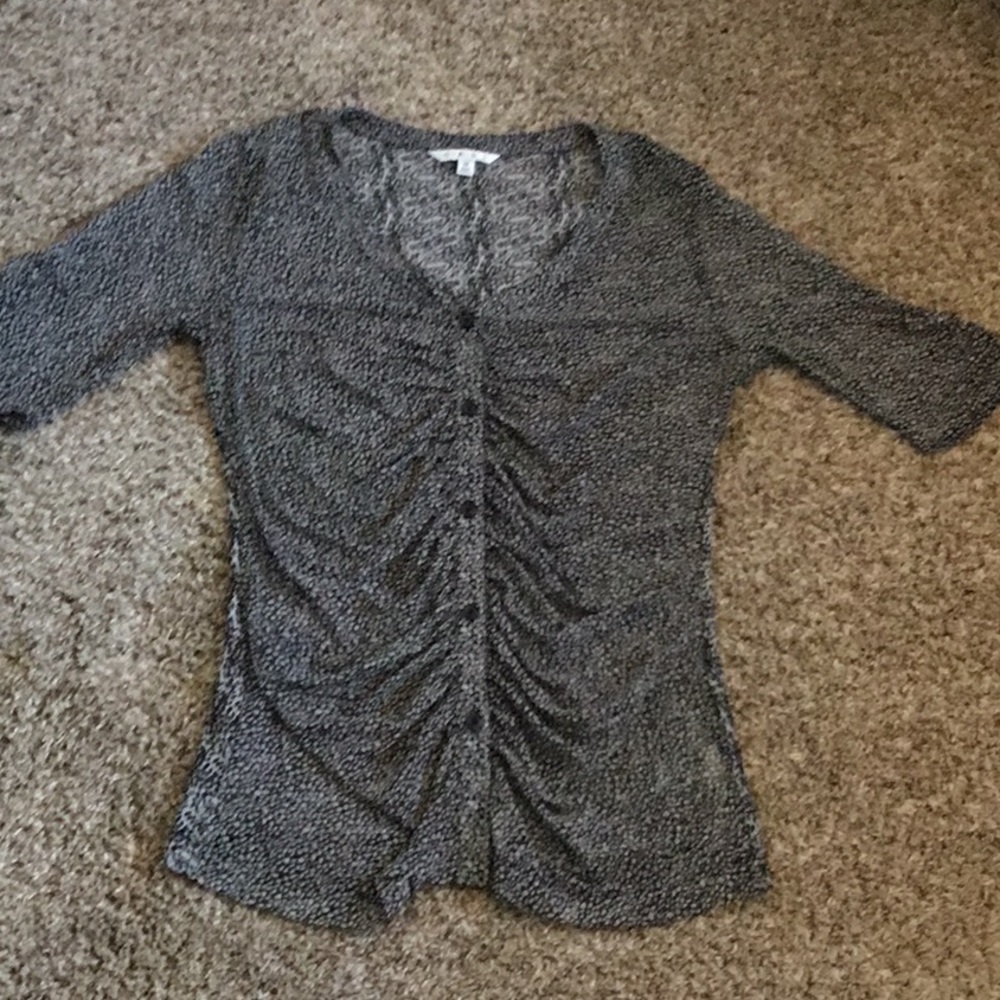 CAbi button front sheer mesh top M